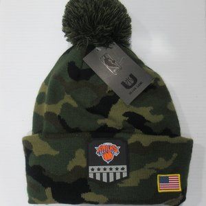 New York Knicks Green Camo Knit Pom Beanie One Size